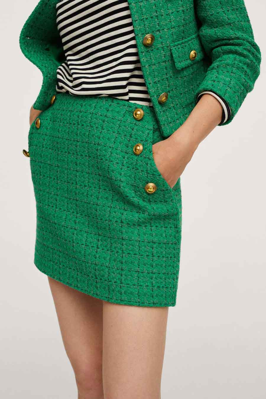 Jupe courte Vert MANGO 17054396 MNG 21 43 BRIGHT GREEN POINTCARRE